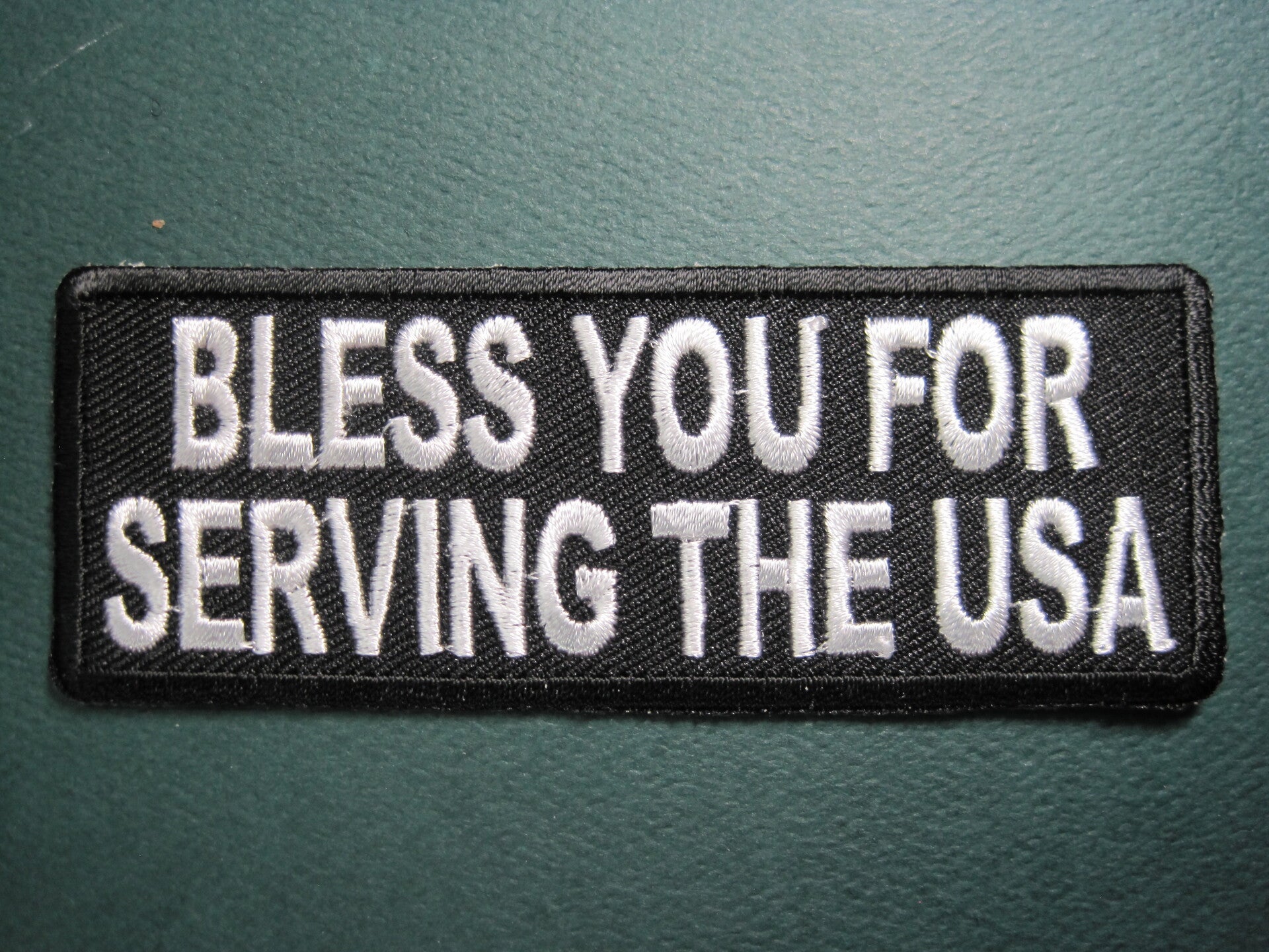 MILITARY "BLESS YOU FOR SERVING THE U.S.A. PATCH, IRON ON