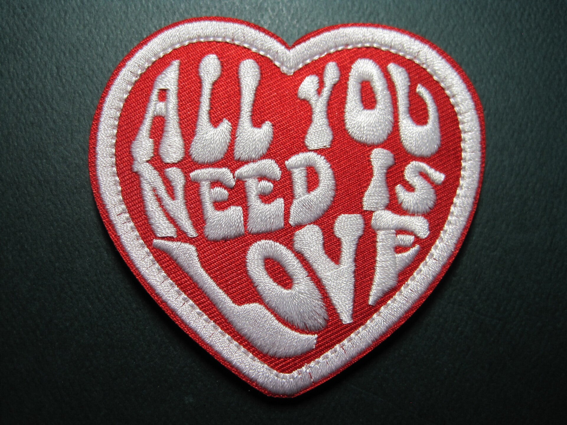 "ALL YOU NEED IS LOVE" HEART PATCH VELCRO HOOK BACK