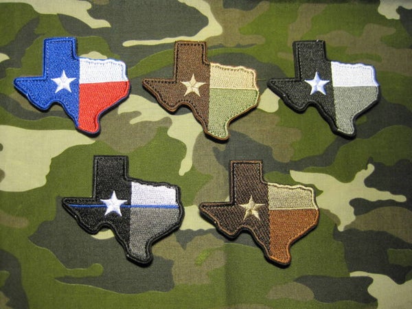 TEXAS STATE OUTLINE FLAG PATCH HOOK BACK COLOR CHOICE