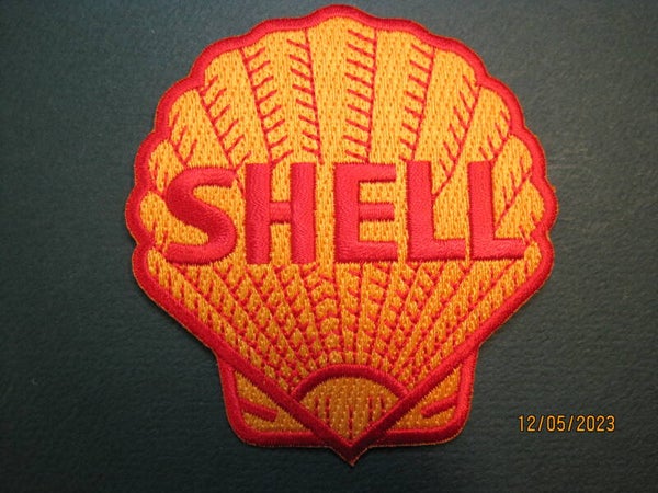SHELL GASOLINE PATCH CREST SIZE IRON ON / SEW ON