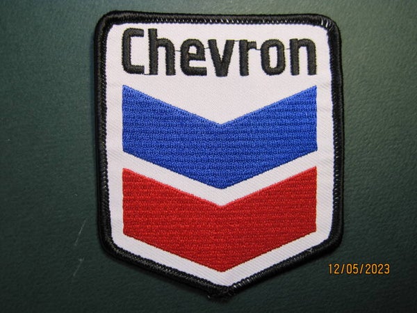 CHEVRON GASOLINE PATCH CREST SIZE IRON ON / SEW ON