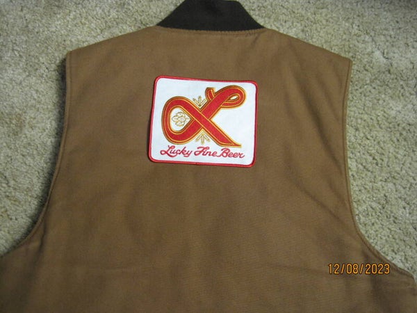 LUCKY FINE BEER BACK PATCH LARGE SIZE IRON ON / SEW ON