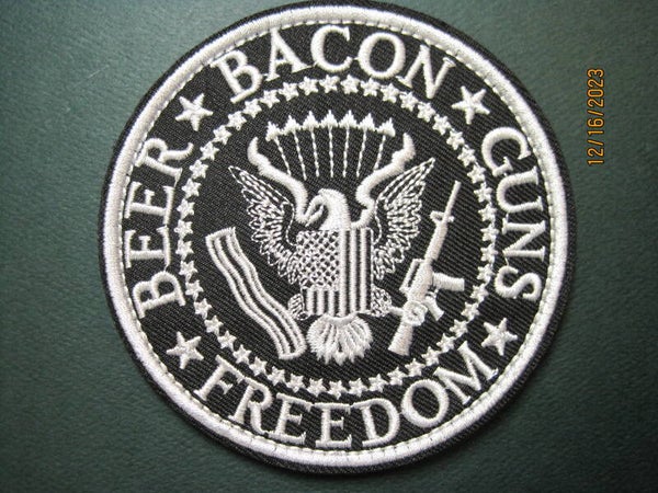 BEER-BACON-GUNS FREEDOM MORALE PATCH HOOK BACK