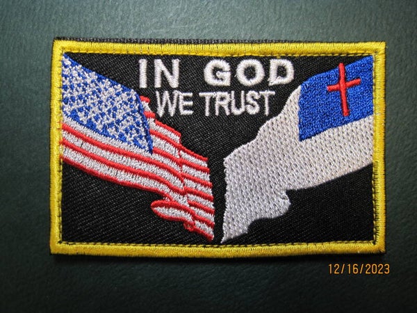 "IN GOD WE TRUST" U.S. - CHRISTIAN FLAG MORALE PATCH HOOK BACK