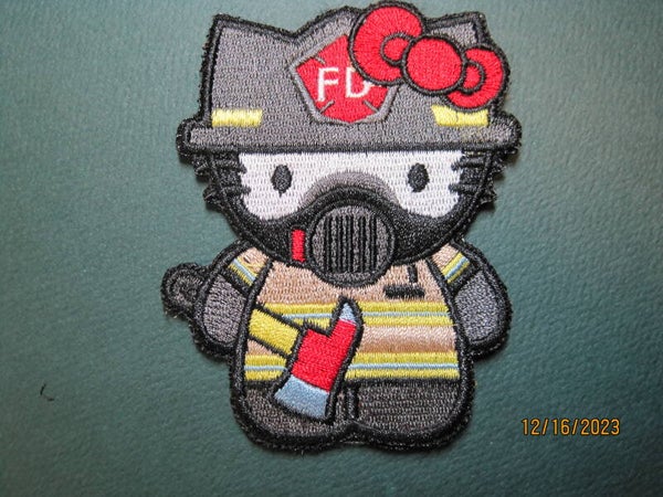HELLO KITTY FIREFIGHTER MORALE PATCH HOOK BACK