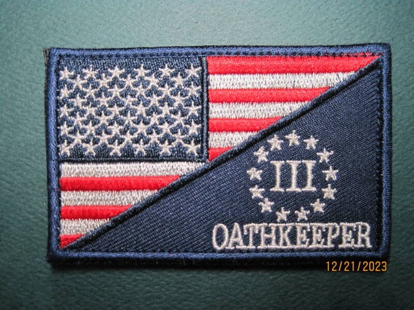 THREE PERCENT OATHKEEPER U.S. FLAG PATCH HOOK BACK