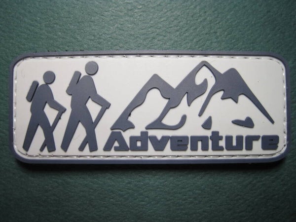"ADVENTURE" HIKING, CLIMBING, CAMPING! MORALE PATCH PVC HOOK BACK