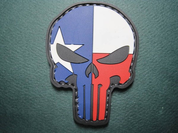 TEXAS PUNISHER R-W-B MORALE PATCH PVC HOOK BACK