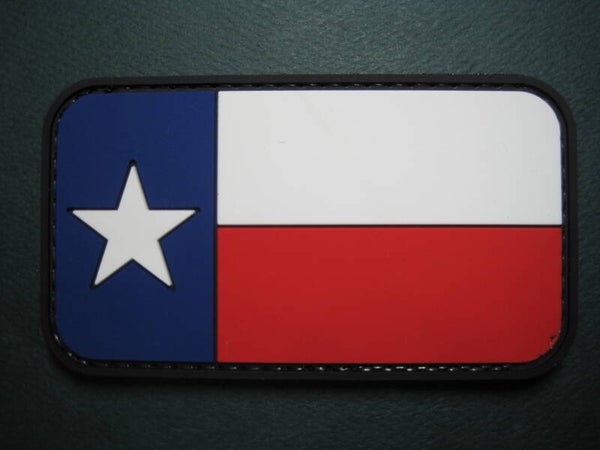 TEXAS FLAG PATCH R-W-B, PATCH PVC RUBBER HOOK BACK