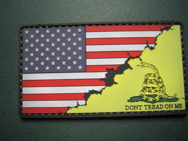 "DON'T TREAD ON ME" GADSDEN / U.S. FLAG PATCH PVC HOOK BACK