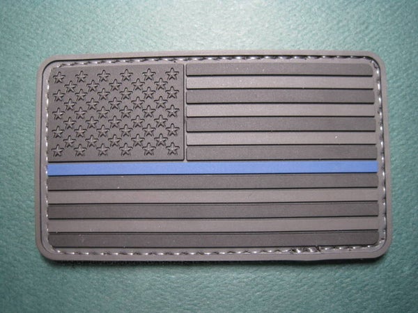 LAW ENFORCEMENT BLUE LINE U.S FLAG PATCH SUBDUED PVC HOOK BACK