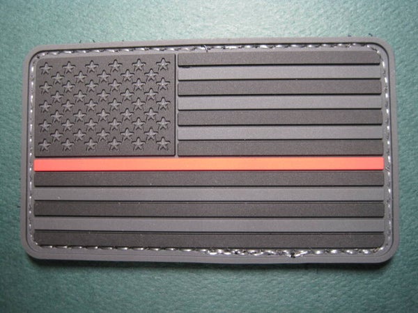 FIREFIGHTER RED LINE U.S. FLAG PATCH SUBDUED HOOK BACK