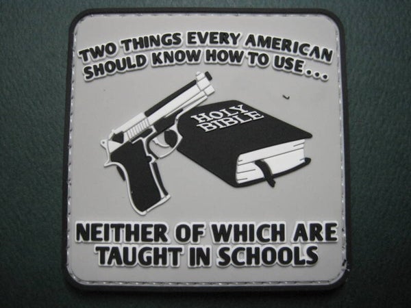 "GUNS AND THE BIBLE" MORALE PATCH PVC HOOK BACK