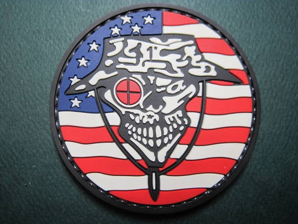 SNIPER U.S. FLAG MORALE PATCH CIRCLE PVC HOOK BACK