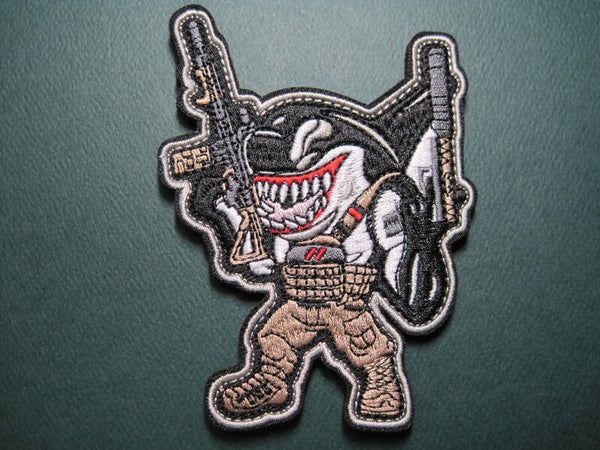 TACTICAL ORCA WHALE / SHARK COMBAT PATCH HOOK BACK