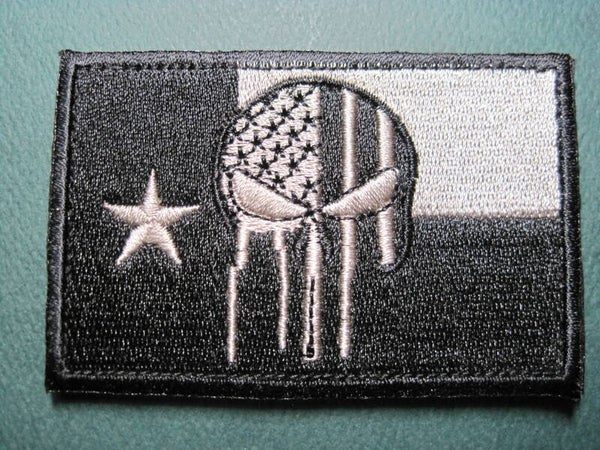 TEXAS FLAG U.S. PUNISHER SKULL PATCH (CHOICE) HOOK BACK