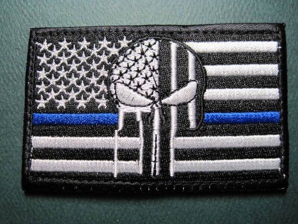 U.S. BLUE LINE LE PUNISHER FLAG PATCH HOOK BACK