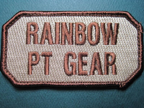 "RAINBOW PT GEAR" MILITARY LIFE MORALE PATCH HOOK BACK