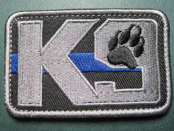 BLUE LINE K-9 PATCH LE EMBROIDERY HOOK BACK