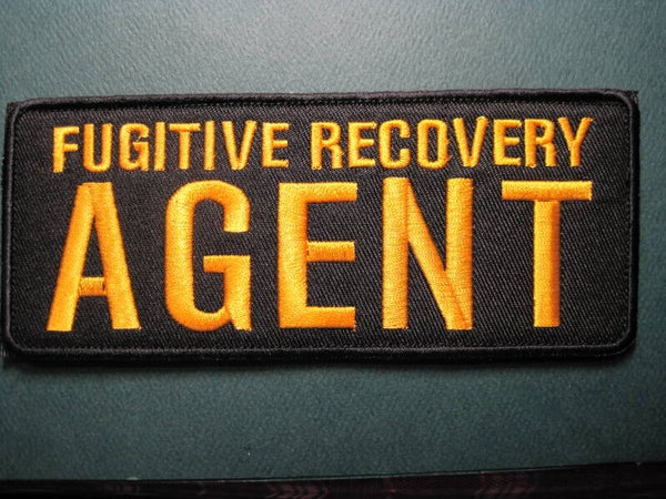 FUGITIVE RECOVERY AGENT PATCH LARGE EMBROIDERY HOOK BACK
