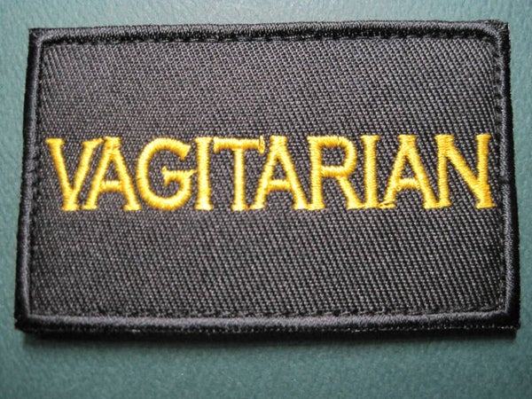 "VAGITARIAN" MORALE PATCH EMBROIDERY HOOK BACK