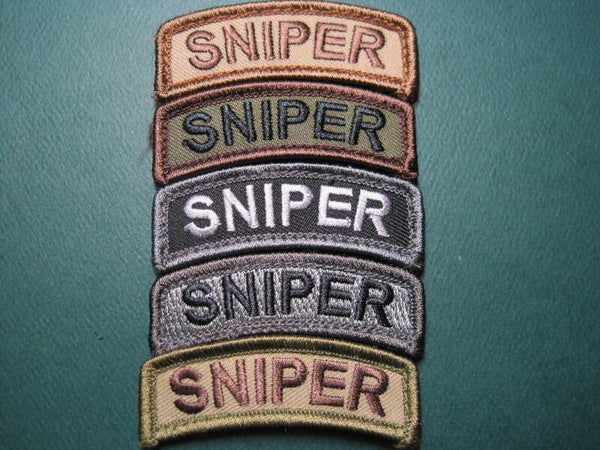 "SNIPER" HAT TAB MORALE PATCH COLOR CHOICE HOOK BACK