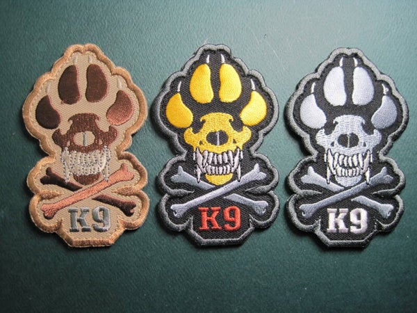 K-9 PAW MORALE PATCH LARGE COLOR CHOICE HOOK BACK