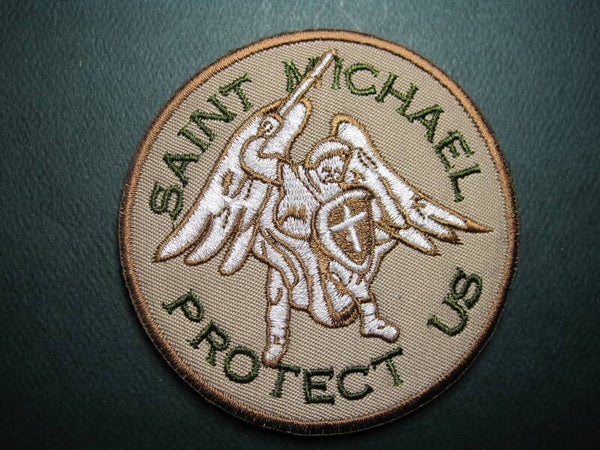 ST. MICHAEL "PATRON SAINT OF LAW ENFORCEMENT" PATCH TAN HOOK BACK