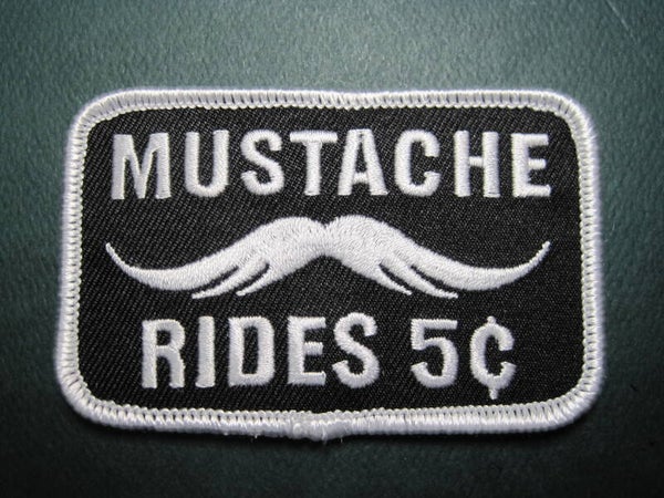 MUSTACHE RIDES 5 CENTS MORALE PATCH HOOK BACK