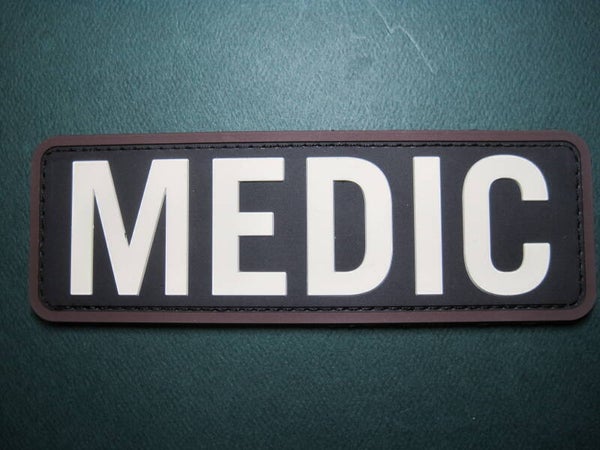 "MEDIC" UNIFORM PATCH 2X6 INCH PVC RUBBER W/ HOOK BACK