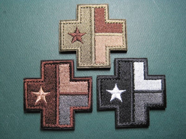 TEXAS FLAG CROSS PATCH SMALL WITH HOOK BACK