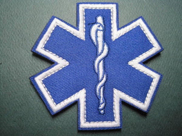 MEDIC PATCH BLUE "STAR OF LIFE" EMBROIDERY WITH HOOK BACK