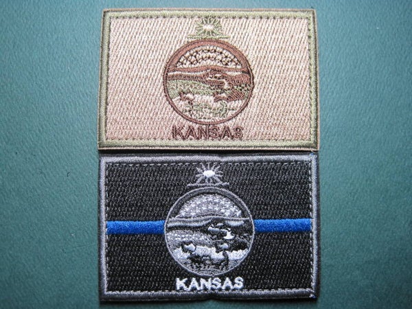 KANSAS FLAG PATCH COLOR CHOICE WITH HOOK BACK
