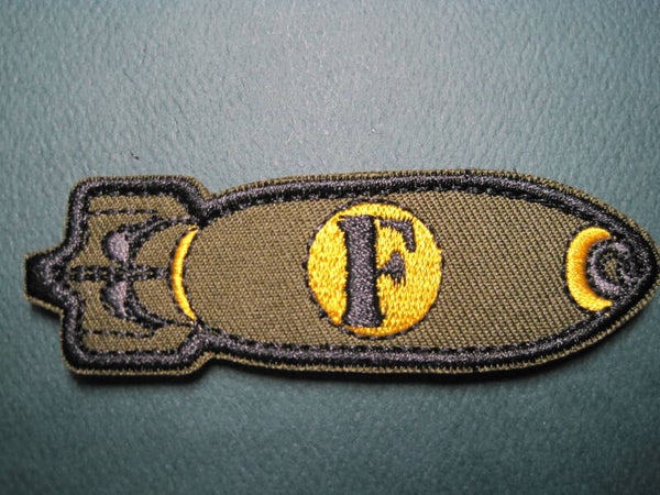 "F" BOMB MORALE PATCH EMBROIDERY GREEN W/ HOOK BACK