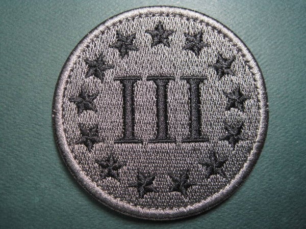 THREE PERCENTERS PATCH GREY CIRCLE HOOK BACK