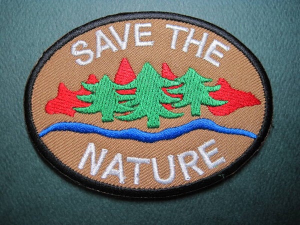 "SAVE THE NATURE" PATCH HIKING CAMPING CLIMBING HOOK BACK