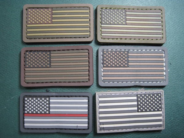 U.S. FLAG PATCH SMALL, COLOR CHOICE, PVC RUBBER HOOK BACK