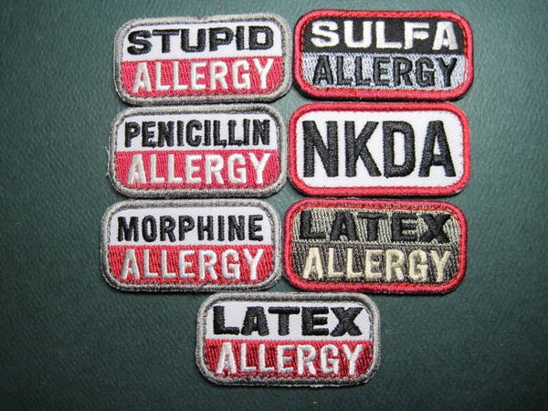 ALLERGY ALERT PATCHES "MEDICAL ALERT" HOOK BACK