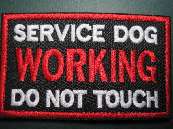 WORKING SERVICE DOG PATCH, EMBROIDERY, HOOK BACK