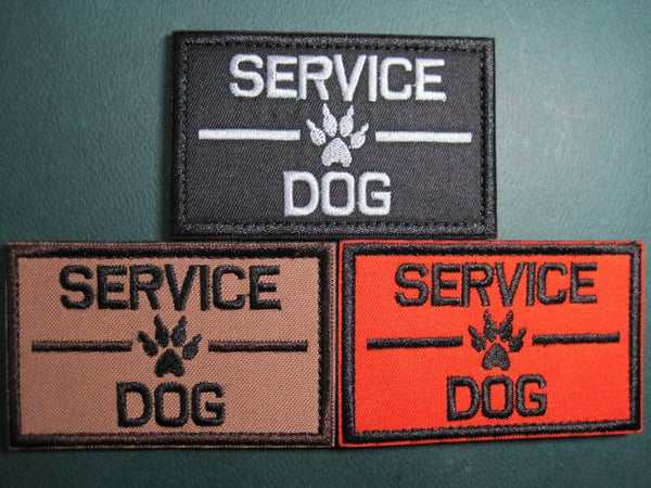 SERVICE DOG PATCH, RECTANGLE, COLOR CHOICE, HOOK BACK