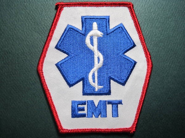 STAR OF LIFE WITH E.M.T. PATCH (POLYGON SHAPE) SEW ON PATCH