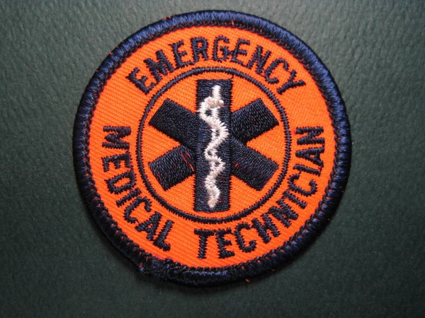 STAR OF LIFE / E.M.T. PATCH, HI VIZ ORANGE CIRCLE SMALL, SEW ON