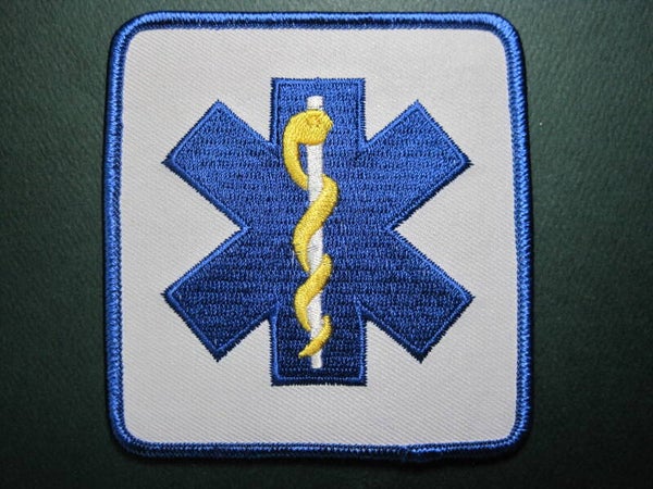 STAR OF LIFE PATCH, SQUARE SHAPE, IRON ON