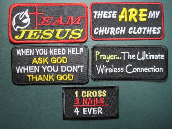 CHRISTIAN PATCHES, ASSORTED, LOOK AND CHOOSE! IRON ON! (006)