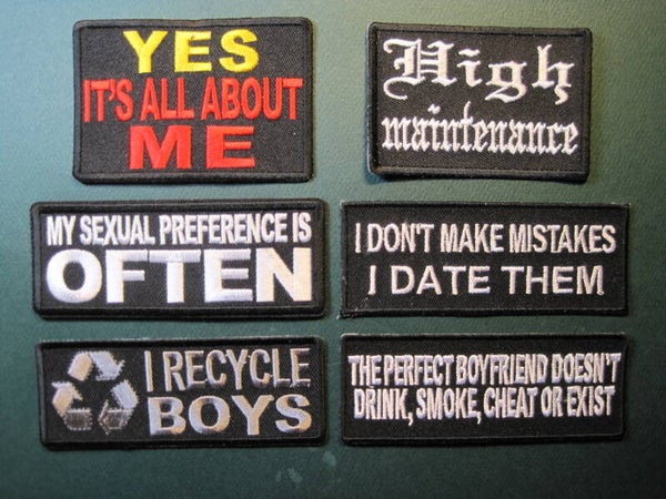 GIRL DATING PATCHES, ASSORTED, YOUR CHOICE, LOOK! IRON ON
