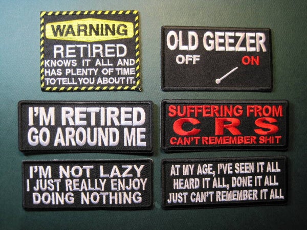 OLD MAN PATCHES ASSORTED, YOUR CHOICE, LOOK! IRON ON (#1)