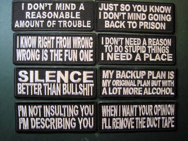 FUN TROUBLE PATCHES, ASSORTED, YOUR CHOICE, LOOK! IRON ON