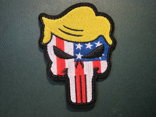 TRUMP PUNISHER SKULL PATCH 100% EMBROIDERY, HOOK BACK
