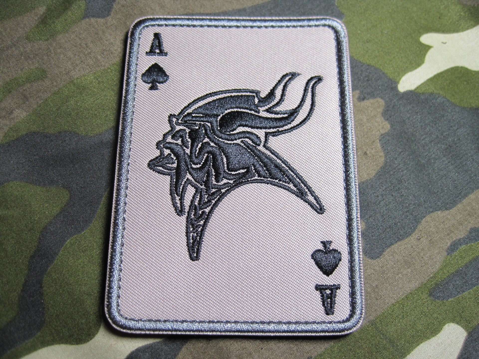 VIKING WARRIOR ACE OF SPADES MORALE PATCH HOOK BACK
