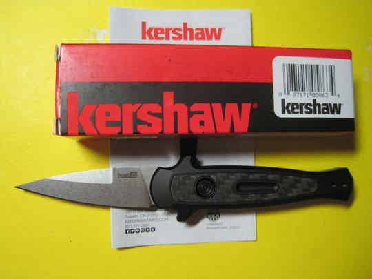 Kershaw Launch 12 Mini Stiletto Automatic Knife Gray/CF (2.5" Stonewash) 7125GRY